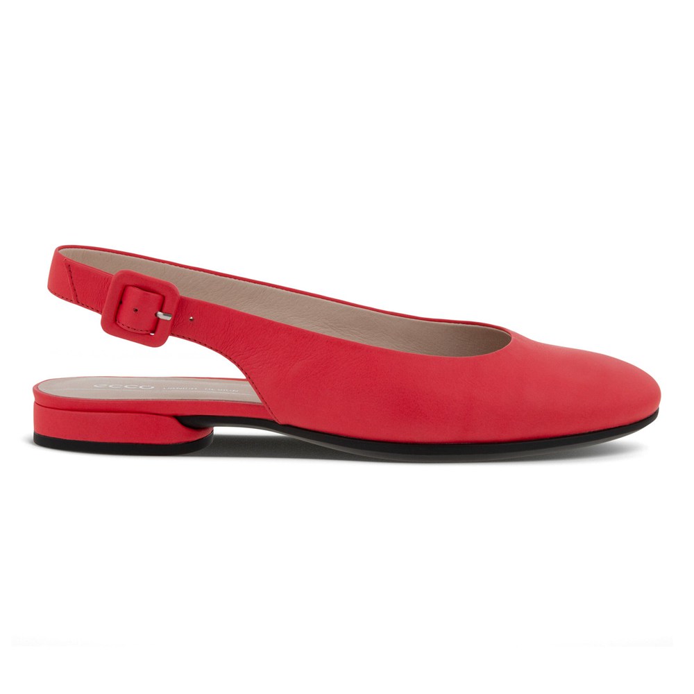 ECCO Womens Dress Shoes Red - Anal Sling-Back Flats - WRJ-695142